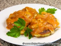 Potato Cakes in Tomato-Mushroom Sauce