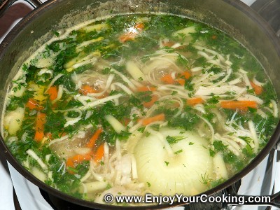 Chicken Soup with Egg Linguine Recipe: Step 9