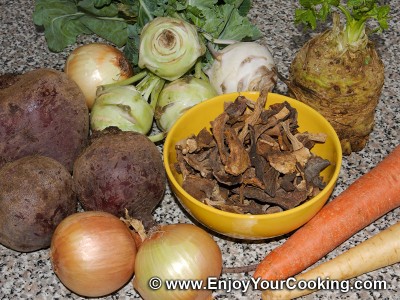 Lenten Borscht with Mushroom Dumplings Recipe: Step 1