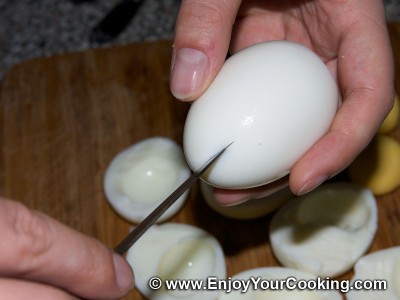 Cut egg white in circular motion