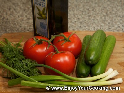 Tomatoes and Cucumbers Summer Salad Recipe: Step 1