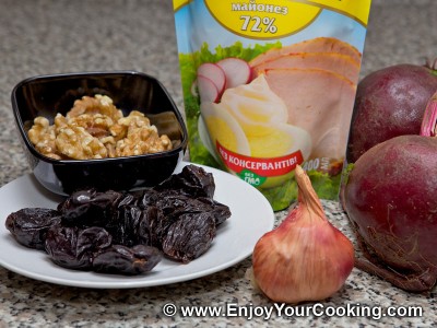 Beet Salad with Prunes and Walnuts Recipe: Step 1