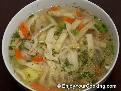 Homemade Egg Noodles in Chicken Soup