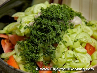 Ukrainian Tomato and Cucumber Salad with Sour Cream Dressing Recipe: Step 9