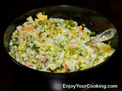 Crab Sticks Salad with Napa and Cucumber Recipe: Step 9