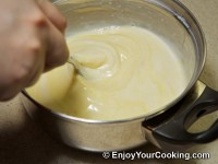 Cool down and mix an egg in