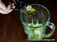 Add water, lemon juice and olive oil