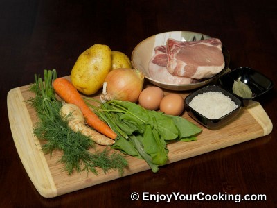 Sorrel and Pork Soup (Green Borscht) Recipe: Step 1