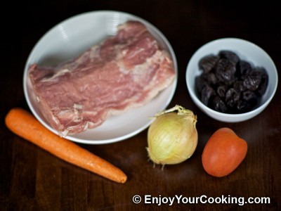Pork Loin Roll with Prunes and Carrots Recipe: Step 1