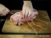 Pork Loin Roll with Prunes and Carrots: A