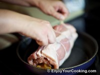 Put pork roll fat side first on the skillet