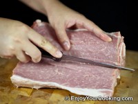 Leave about 1/2 inch of meat connecting to the rest of meat