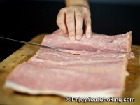 Leave about 1/2 inch of meat connecting to the rest of meat