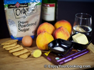 Baked Peaches with Chocolate and Ginger Stuffing Recipe: Step 1