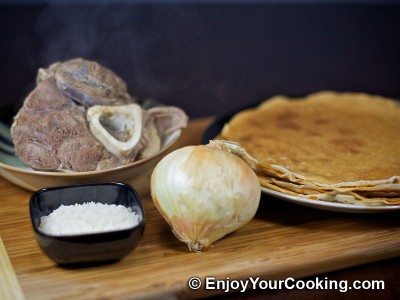 Crepes with Boiled Meat and Rice Stuffing Recipe: Step 1