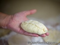 Flat a pie so joint is on top