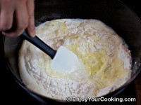 Mix and add more flour until dough gets dense