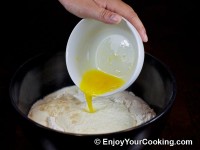 Add egg mixed with salt