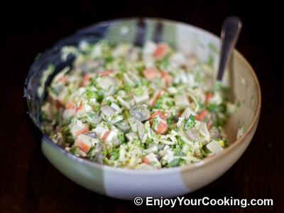 Crab Sticks Salad with Pickled Mushrooms and Apple Recipe: Step 9