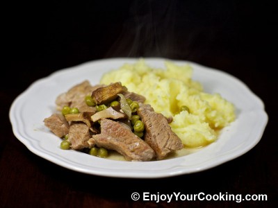 Veal Stew with Chanterelles and Peas Recipe: Step 12