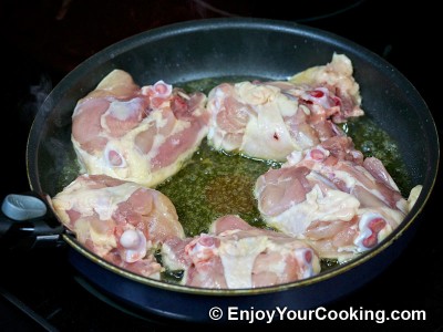 Fry chicken from one side