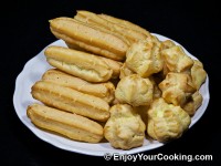 Long eclairs and  smaller puffs