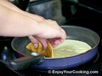 Carefully pick crepe with your hands