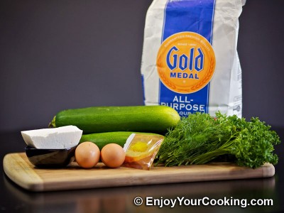 Zucchini Pancakes with Sheep Cheese Recipe: Step 1