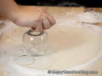 Cut dough into circles 2” in diameter