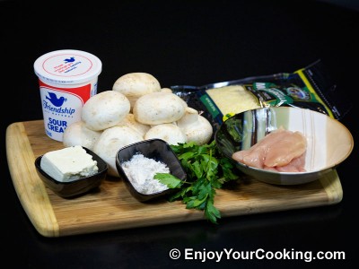 Chicken and Feta Stuffed Mushroom Caps Recipe: Step 1