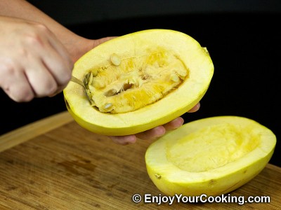 Roasted Spaghetti Squash with Tomato Basil Sauce  Recipe: Step 2