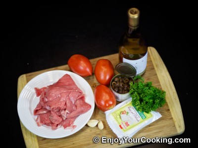 Veal Rolls with Feta Cheese, Garlic and Olives Recipe: Step 1