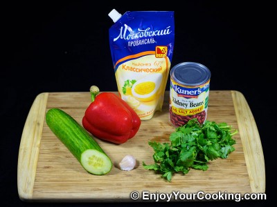 Bean, Cucumber and Bell Pepper Salad Recipe: Step 1