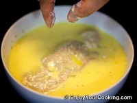 Then dip it into egg and milk mix
