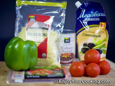 Crab Sticks, Beans, Tomato, Bell Pepper and Cheese Salad Recipe: Step 1