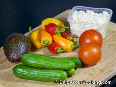Raw Vegetable Salad with Feta Recipe: Step 1