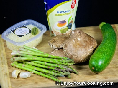 Roasted Vegetables and Mushrooms with Parmesan Sauce Recipe: Step 1