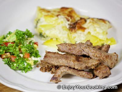 Fried Meat with Mustard and Eggs