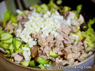 Raw Vegetables and Chicken Salad with Feta: Step 12