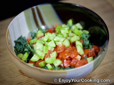 Raw Vegetables and Chicken Salad with Feta: Step 5