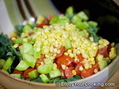 Raw Vegetables and Chicken Salad with Feta: Step 6