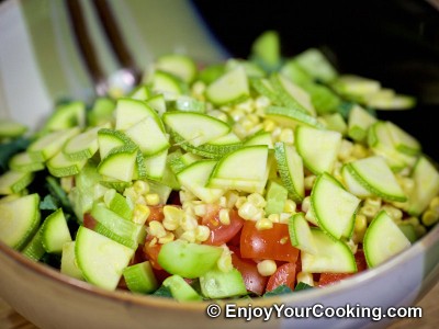Raw Vegetables and Chicken Salad with Feta: Step 7