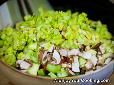 Raw Vegetables and Chicken Salad with Feta: Step 9