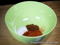 Combine paprika, chili pepper and salt