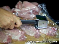 Tenderize using meat hammer