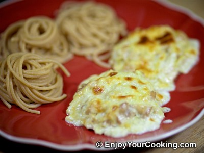 Baked Chicken Patties in Cheese Sauce