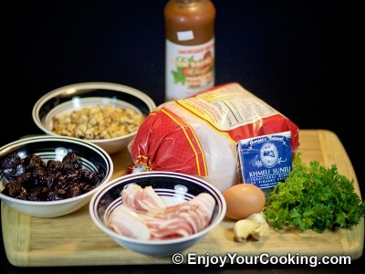 Prune and Walnut Stuffed Chicken Skin Recipe: Step 1
