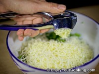 Peel and press garlic