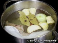 Add bay leaves and spices