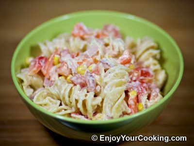 Noodle Salad with Canadian Bacon and Veggies